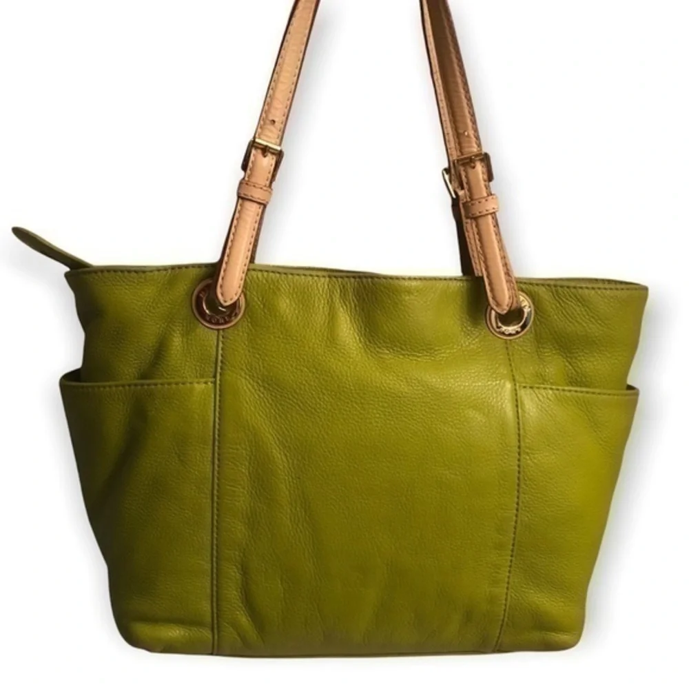 Michael kors lime green leather east west tote bag